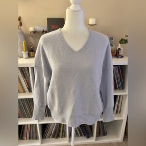 All Saints Size Small Light Blue Alpha V Neck Wool Blend Sweater